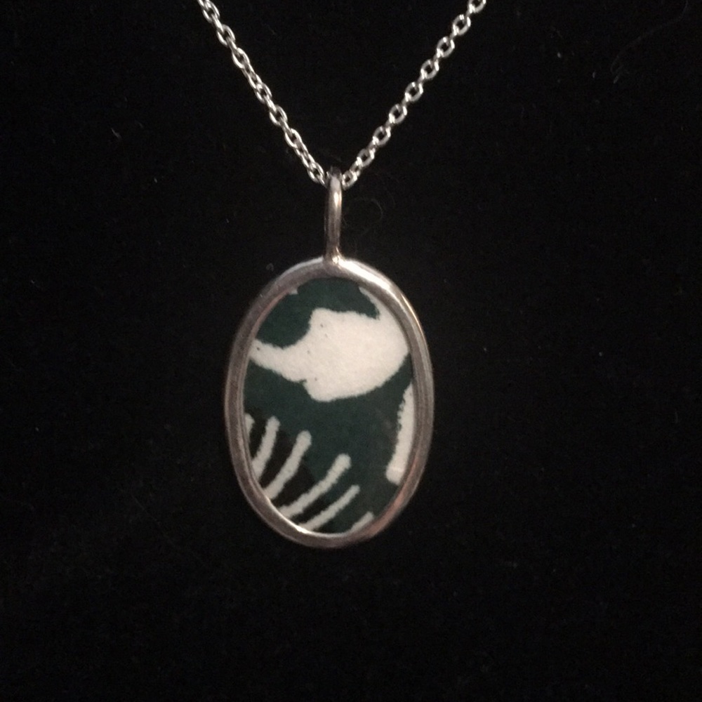 Baroni Abstract Oval Pendant on Sterling Chain